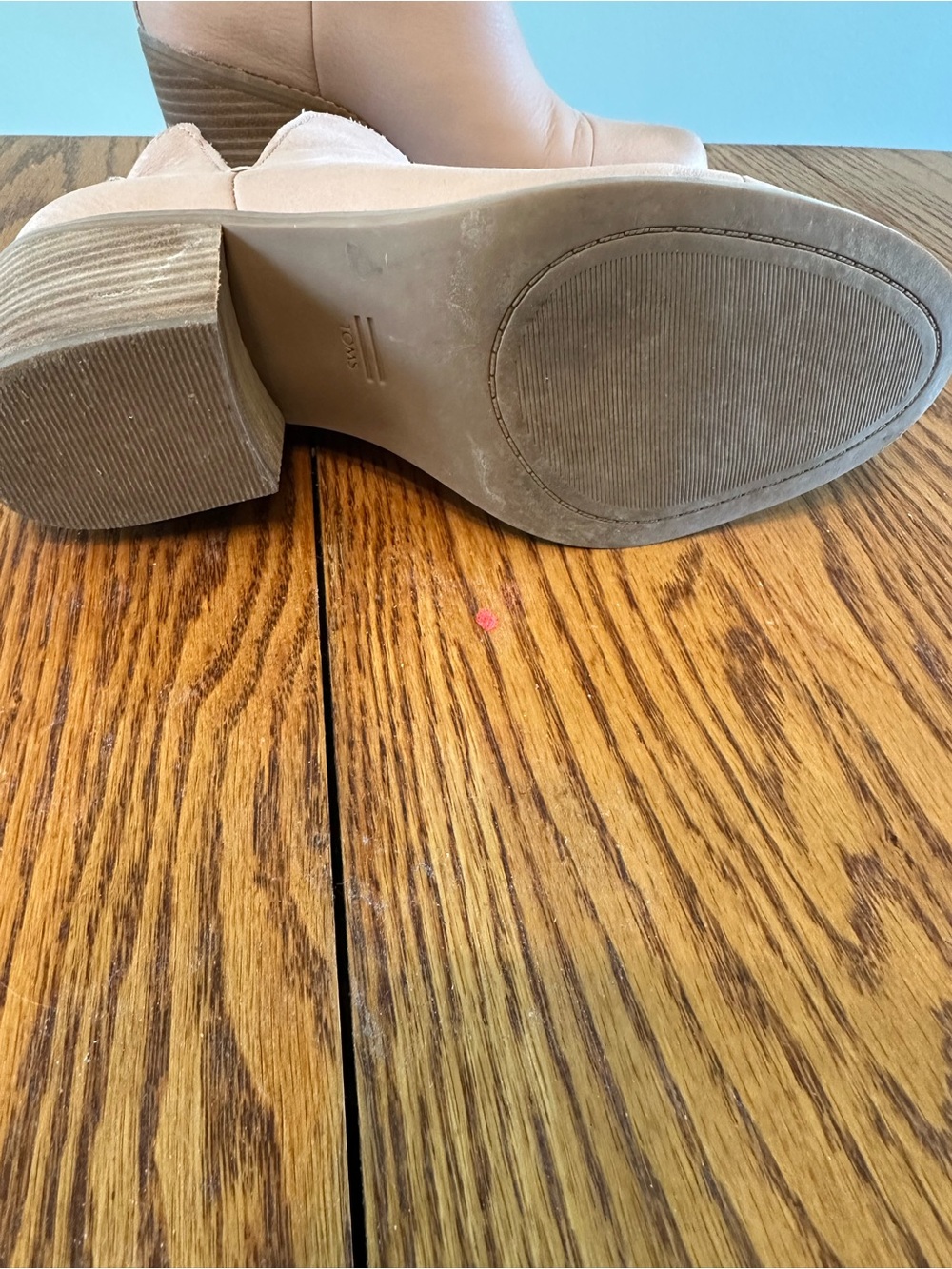 Toms Womens Blush/light tan Leather Everly Ankle Booties - Stylish Slip-On Hee - Picture 4 of 9